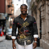Custom Haiti Football 2026 Long Sleeve Button Shirt Haiti Nan Mondyal