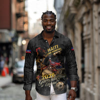 Custom Haiti Football 2026 Long Sleeve Button Shirt Haiti Nan Mondyal