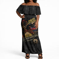 Custom Haiti Football 2026 Off Shoulder Maxi Dress Haiti Nan Mondyal
