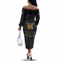 Custom Haiti Football 2026 Off The Shoulder Long Sleeve Dress Haiti Nan Mondyal