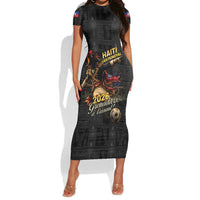 Custom Haiti Football 2026 Short Sleeve Bodycon Dress Haiti Nan Mondyal