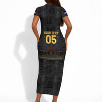 Custom Haiti Football 2026 Short Sleeve Bodycon Dress Haiti Nan Mondyal