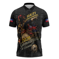 Custom Haiti Football 2026 Zipper Polo Shirt Haiti Nan Mondyal