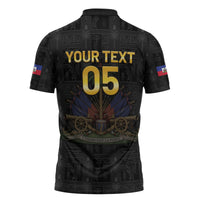 Custom Haiti Football 2026 Zipper Polo Shirt Haiti Nan Mondyal