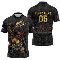Custom Haiti Football 2026 Zipper Polo Shirt Haiti Nan Mondyal