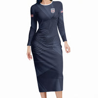 Custom United States Soccer 2026 Long Sleeve Bodycon Dress USA Eagle Simple Style