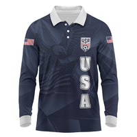 Custom United States Soccer 2026 Long Sleeve Polo Shirt USA Eagle Simple Style