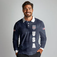 Custom United States Soccer 2026 Long Sleeve Polo Shirt USA Eagle Simple Style