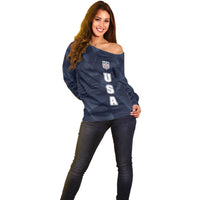 Custom United States Soccer 2026 Off Shoulder Sweater USA Eagle Simple Style