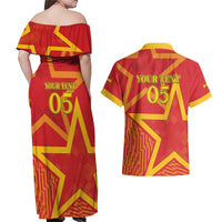 Custom Spain 2024 Football Couples Matching Off Shoulder Maxi Dress and Hawaiian Shirt La Roja Reigns Supreme LT05 - Wonder Print Shop