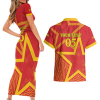 Custom Spain 2024 Football Couples Matching Short Sleeve Bodycon Dress and Hawaiian Shirt La Roja Reigns Supreme LT05 - Wonder Print Shop