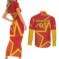 Custom Spain 2024 Football Couples Matching Short Sleeve Bodycon Dress and Long Sleeve Button Shirt La Roja Reigns Supreme LT05 - Wonder Print Shop