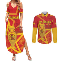Custom Spain 2024 Football Couples Matching Summer Maxi Dress and Long Sleeve Button Shirt La Roja Reigns Supreme LT05 - Wonder Print Shop
