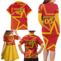 Custom Spain 2024 Football Family Matching Long Sleeve Bodycon Dress and Hawaiian Shirt La Roja Reigns Supreme LT05 - Wonder Print Shop