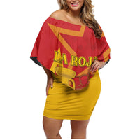 Custom Spain 2024 Football Family Matching Off Shoulder Short Dress and Hawaiian Shirt La Roja Reigns Supreme LT05 - Wonder Print Shop