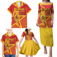 Custom Spain 2024 Football Family Matching Puletasi and Hawaiian Shirt La Roja Reigns Supreme LT05 - Wonder Print Shop