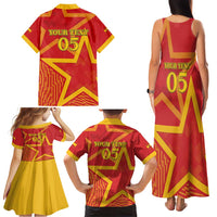 Custom Spain 2024 Football Family Matching Tank Maxi Dress and Hawaiian Shirt La Roja Reigns Supreme LT05 - Wonder Print Shop