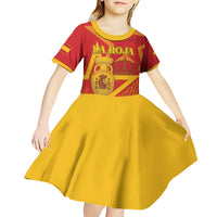 Custom Spain 2024 Football Kid Short Sleeve Dress La Roja Reigns Supreme LT05 - Wonder Print Shop