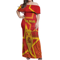 Custom Spain 2024 Football Off Shoulder Maxi Dress La Roja Reigns Supreme LT05 - Wonder Print Shop