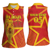 Custom Spain 2024 Football Women Sleeveless Polo Shirt La Roja Reigns Supreme LT05 - Wonder Print Shop