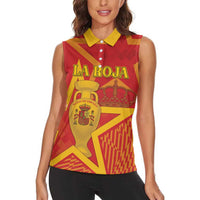 Custom Spain 2024 Football Women Sleeveless Polo Shirt La Roja Reigns Supreme LT05 - Wonder Print Shop