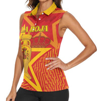 Custom Spain 2024 Football Women Sleeveless Polo Shirt La Roja Reigns Supreme LT05 - Wonder Print Shop