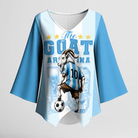 Custom Argentina Football GOAT 10 Kimono Sleeve Blouse Worldwide Legend