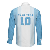 Custom Argentina Football GOAT 10 Long Sleeve Button Shirt Worldwide Legend