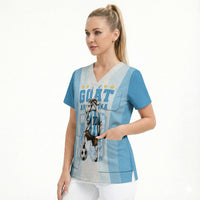 Custom Argentina Football GOAT 10 Scrub Top Worldwide Legend