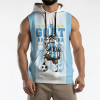 Custom Argentina Football GOAT 10 Sleeveless Hoodie Worldwide Legend
