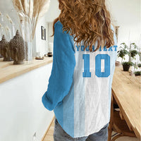 Custom Argentina Football GOAT 10 Women Casual Shirt Worldwide Legend