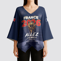 Custom World Football 2026 France Kimono Sleeve Blouse Allez Les Bleus