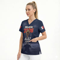Custom World Football 2026 France Scrub Top Allez Les Bleus