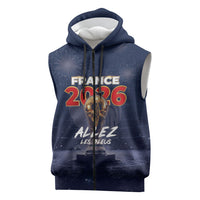Custom World Football 2026 France Sleeveless Zip Hoodie Allez Les Bleus
