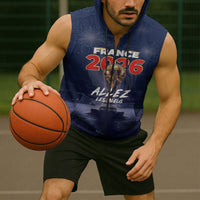 Custom World Football 2026 France Sleeveless Zip Hoodie Allez Les Bleus