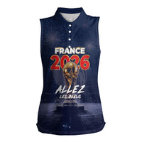 Custom World Football 2026 France Women Sleeveless Polo Shirt Allez Les Bleus
