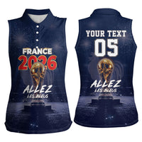 Custom World Football 2026 France Women Sleeveless Polo Shirt Allez Les Bleus