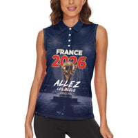 Custom World Football 2026 France Women Sleeveless Polo Shirt Allez Les Bleus