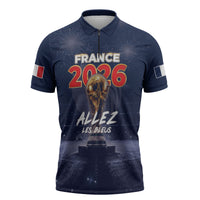 Custom World Football 2026 France Zipper Polo Shirt Allez Les Bleus