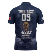Custom World Football 2026 France Zipper Polo Shirt Allez Les Bleus