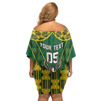 Custom South Africa Rugby 2024 Family Matching Off Shoulder Short Dress and Hawaiian Shirt Go Bokke African Pattern LT05 - Wonder Print Shop