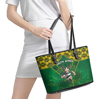 South Africa Rugby 2024 Leather Tote Bag Go Bokke African Pattern LT05 - Wonder Print Shop