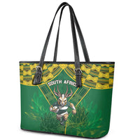 South Africa Rugby 2024 Leather Tote Bag Go Bokke African Pattern LT05 - Wonder Print Shop
