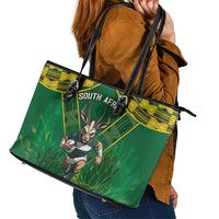 South Africa Rugby 2024 Leather Tote Bag Go Bokke African Pattern LT05 - Wonder Print Shop