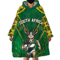 Custom South Africa Rugby 2024 Wearable Blanket Hoodie Go Bokke African Pattern LT05 - Wonder Print Shop