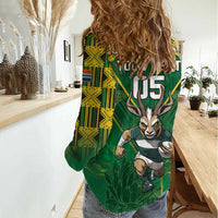 Custom South Africa Rugby 2024 Women Casual Shirt Go Bokke African Pattern LT05 - Wonder Print Shop