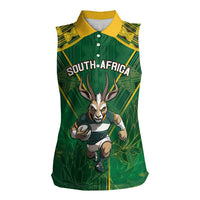Custom South Africa Rugby 2024 Women Sleeveless Polo Shirt Go Bokke African Pattern LT05 - Wonder Print Shop