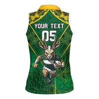Custom South Africa Rugby 2024 Women Sleeveless Polo Shirt Go Bokke African Pattern LT05 - Wonder Print Shop