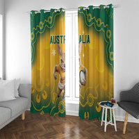 Australia Rugby 2024 Window Curtain Go Wallabies Aboriginal Pattern LT05 - Wonder Print Shop