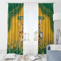 Australia Rugby 2024 Window Curtain Go Wallabies Aboriginal Pattern LT05 - Wonder Print Shop